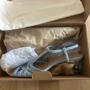 NEW Madewell Light Blue Milano Mid-Heeled Suede Sandals 7.5